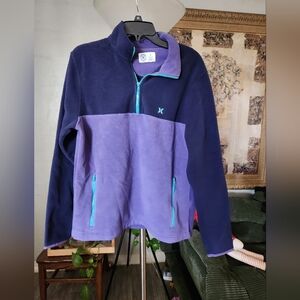 Men's Hurley 90s Quarter Zip Polar Fleece Jacket Blue Purple SMALL